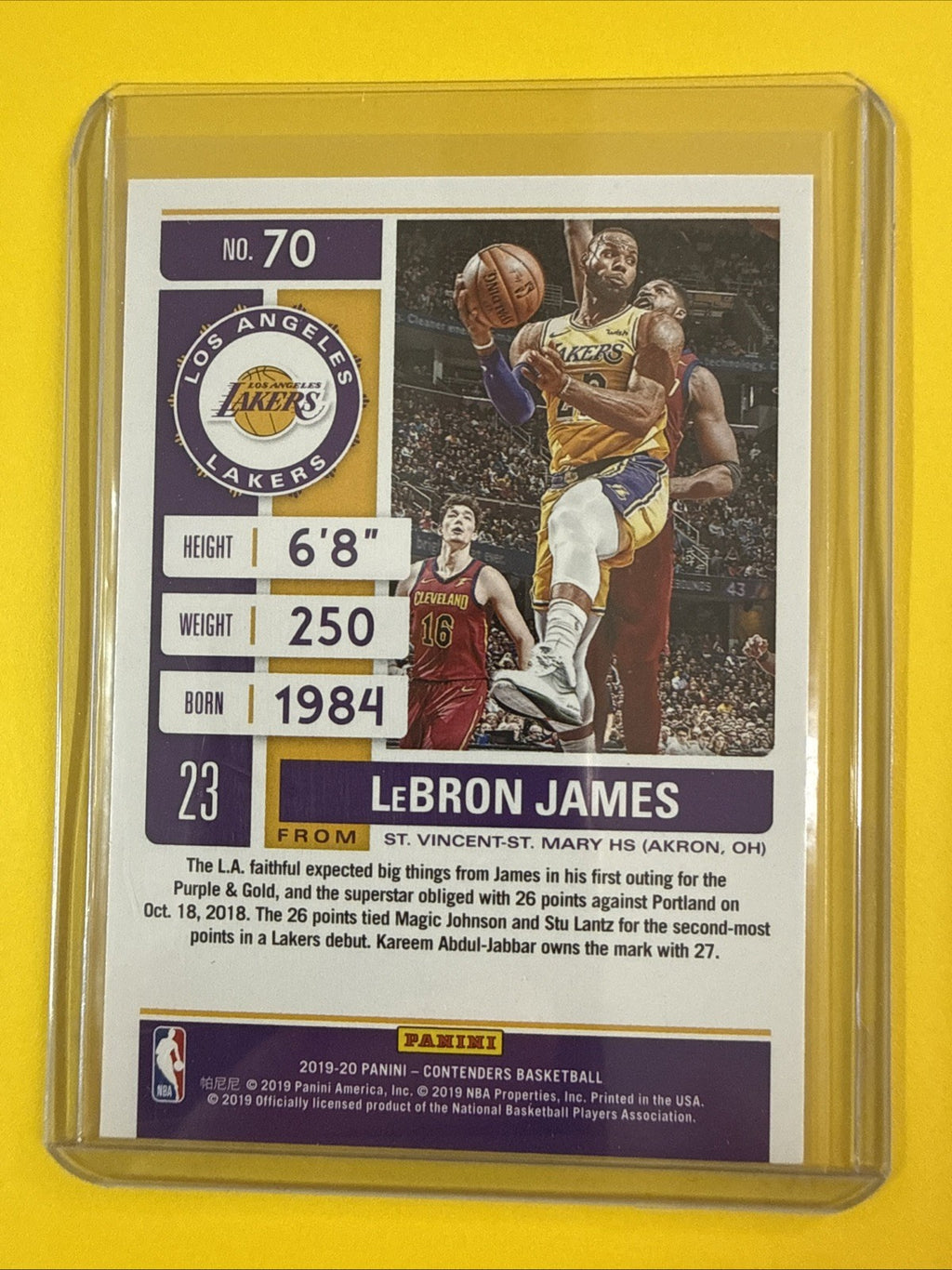 LeBron James 2019/20 NBA Card - back