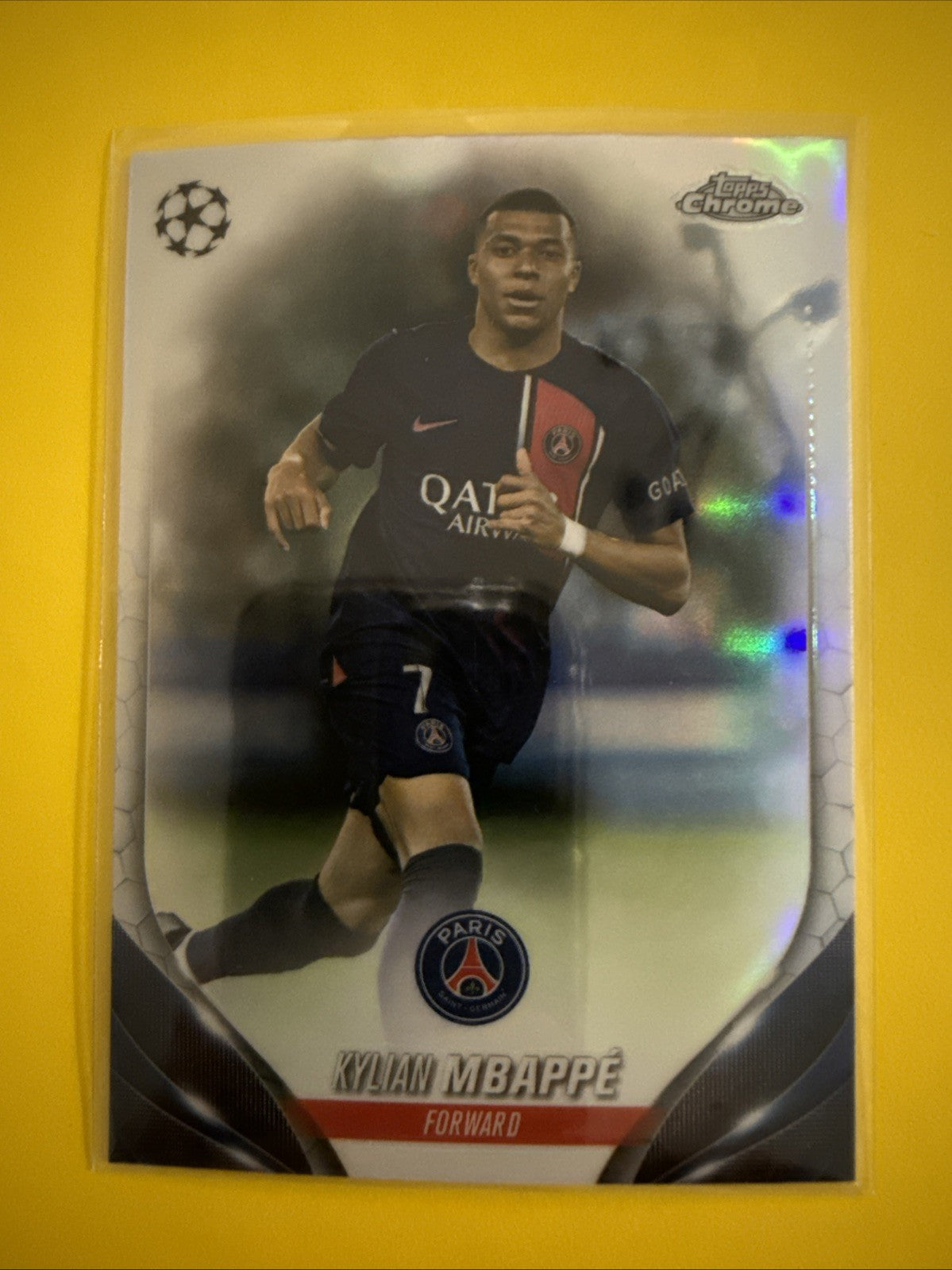 Kylian Mbappé 2024 Topps Finest Merlin Chrome Soccer Card - front