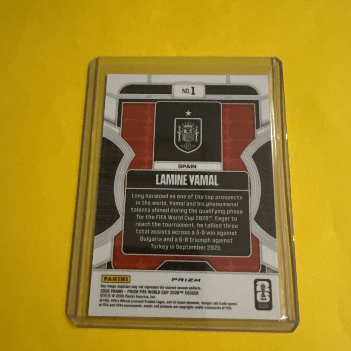 Panini 2026 Prizm Fifa World Cup Phenomenon Insert #1 Lamine Yamal Spain - back