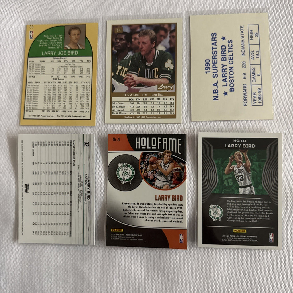 Larry Bird 6 Basketball Cards - back