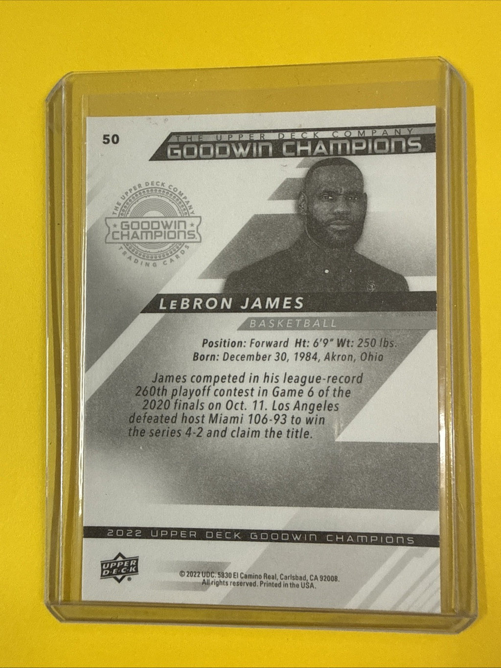 LeBron James 2022 Goodwin Champions Card - back