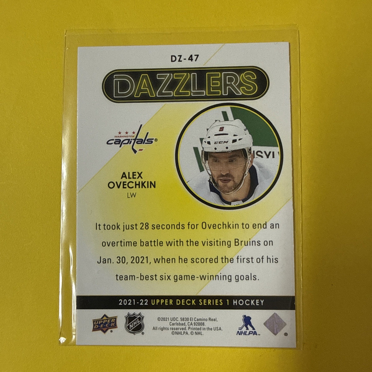 Alexander Ovechkin 2021 Card - back