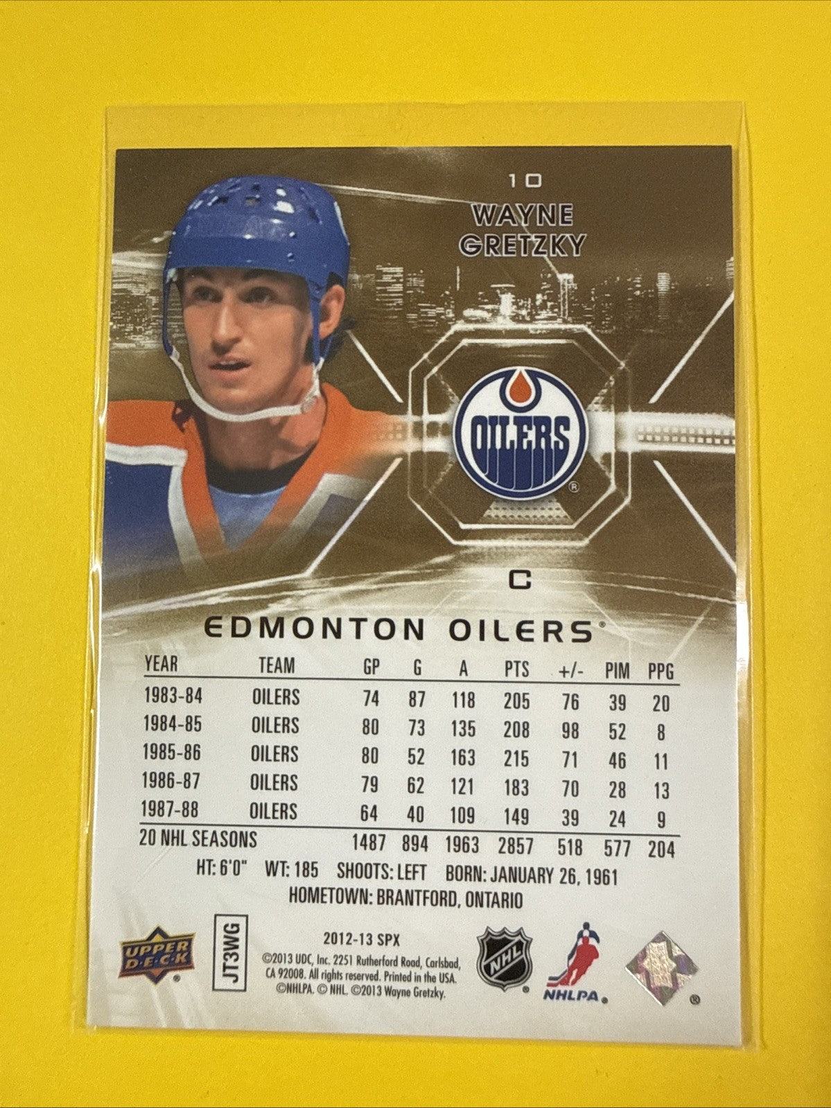 Wayne Gretzky 2012-13 SPx Card No.10 - back