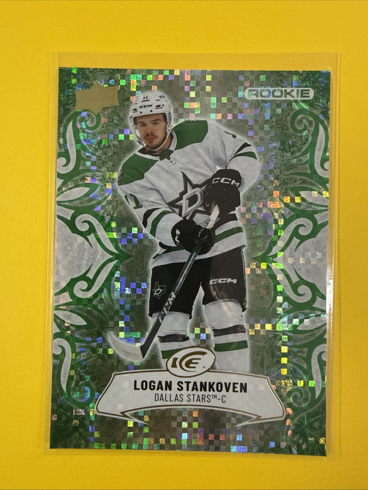 2024-25 UD Ice Logan Stankoven Emerald Green RC #101 Dallas Stars - front