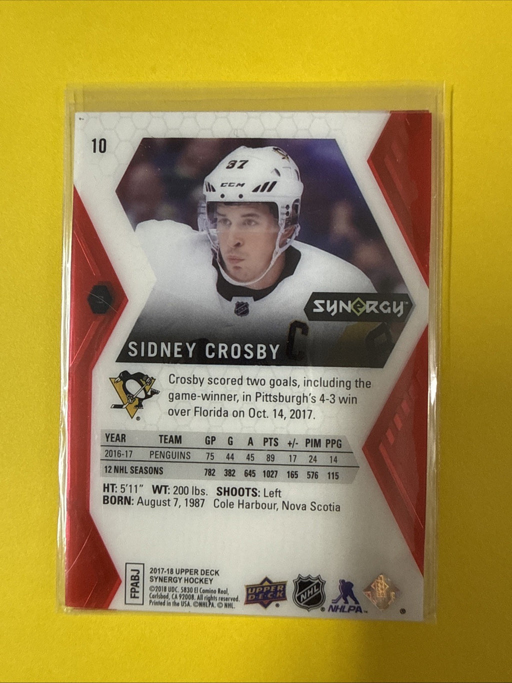 Sidney Crosby 2017/18 Cards - back