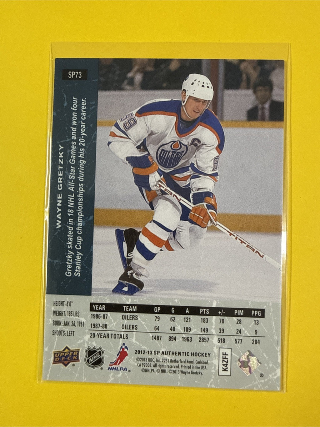 Wayne Gretzky 2012-13 SP Authentic Card No.SP73 - back