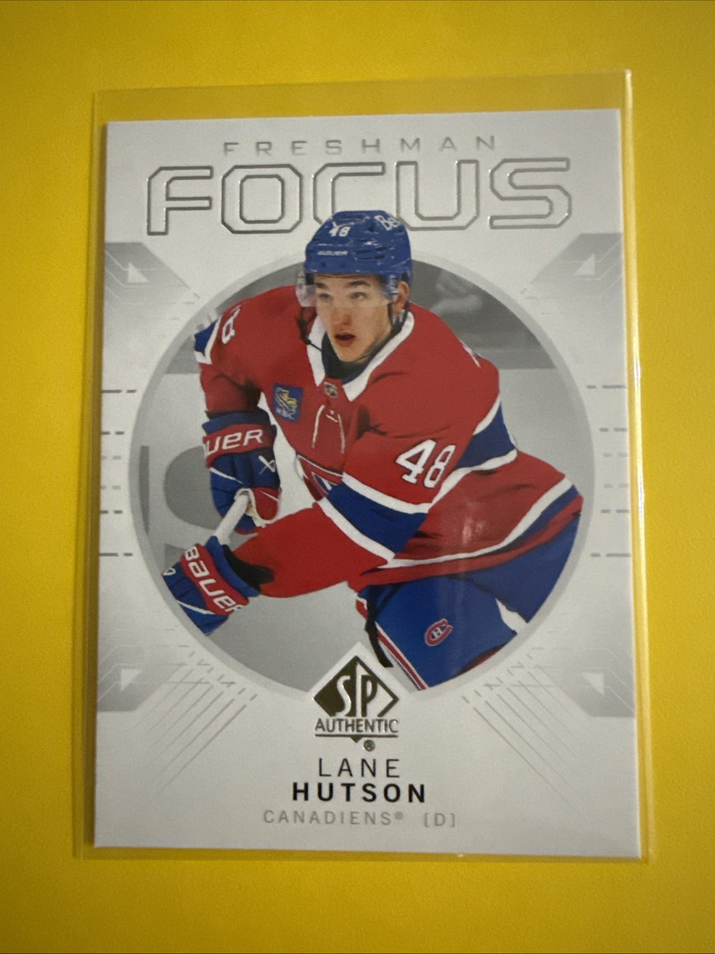 Lane Hutson 2023/24 SP Authentic Freshman Focus Rookie Card - front