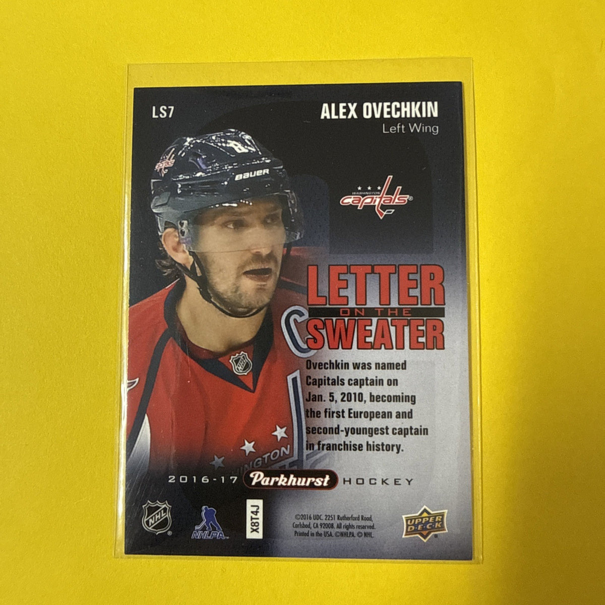 Alexander Ovechkin 2016 Card - back