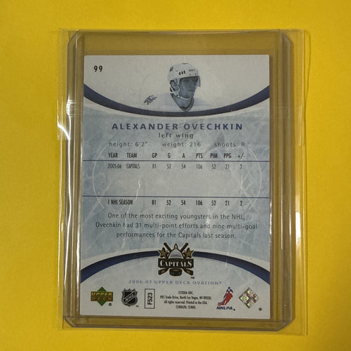 Alex Ovechkin 2006/07 UD Ovation Card - back