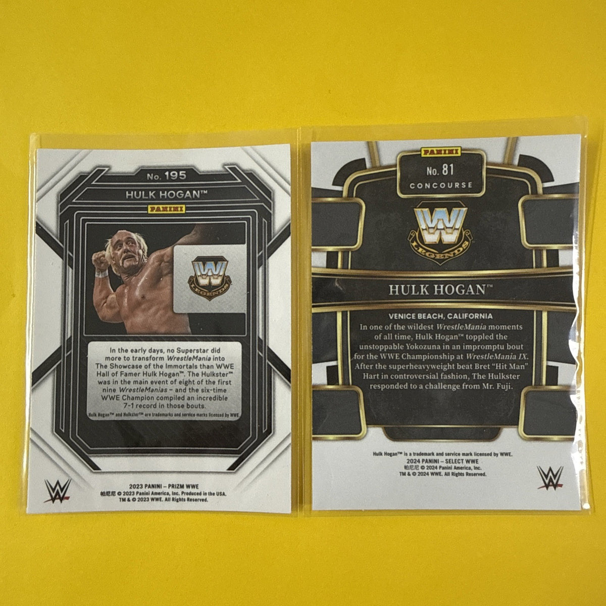 Hulk Hogan 2 Chrome Cards - back