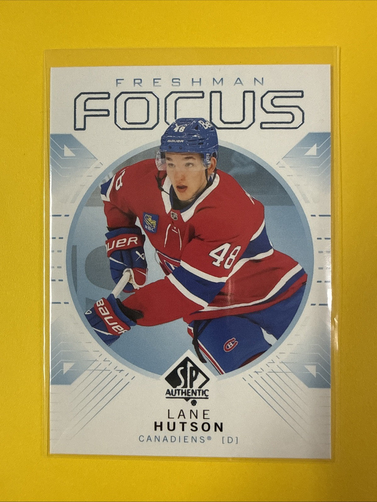 Lane Hutson 2024/25 SP Authentic Freshman Focus Rookie Blue Card - front