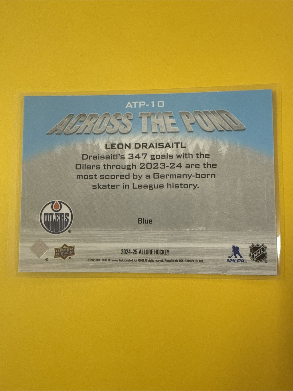 Leon Draisaitl 2024/25 Allure Across the Pond Blue Card - back