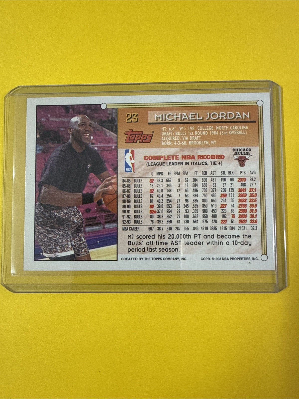 Michael Jordan 1993/94 Topps Card #23 - back