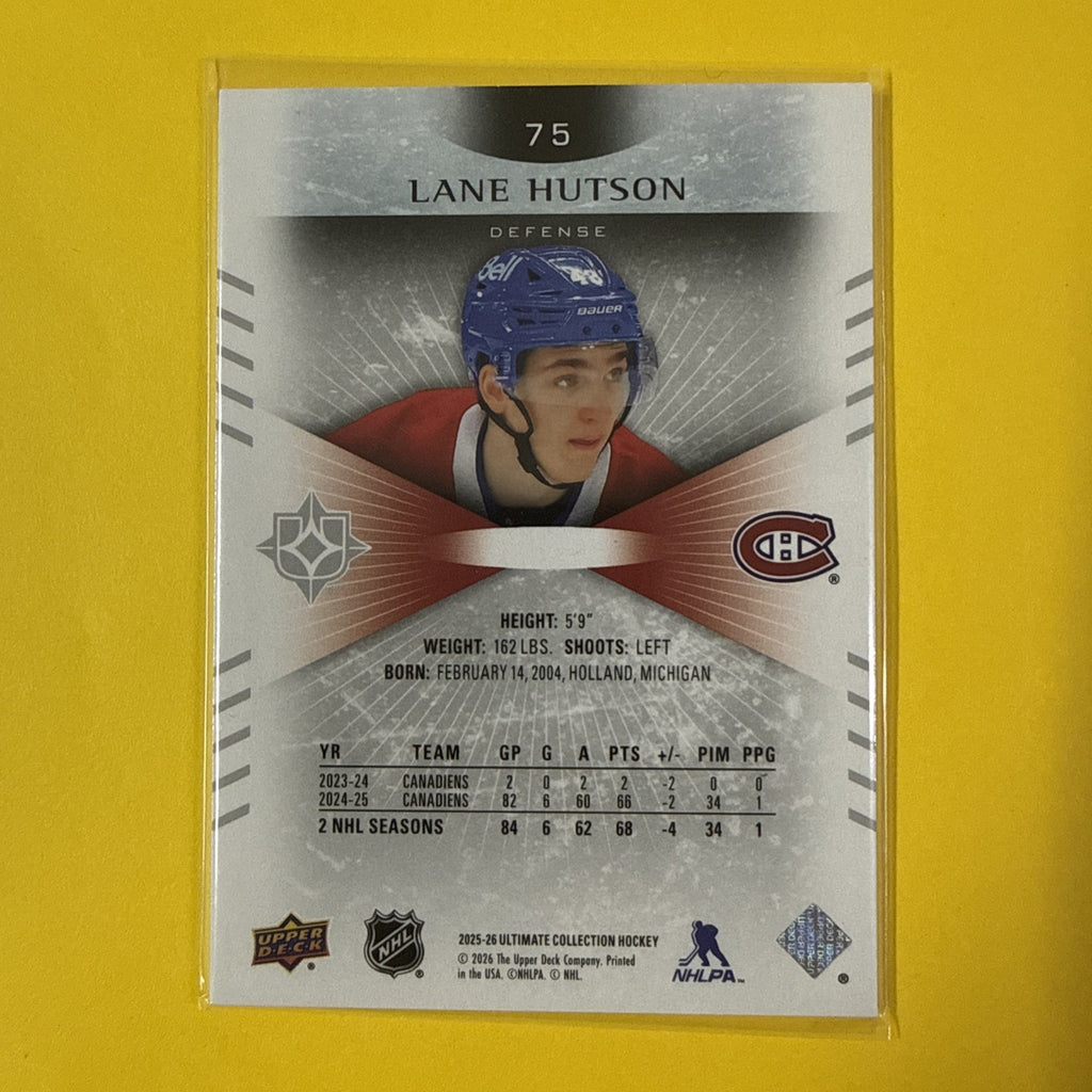 Ultimate Collection Hockey 2025/26 Lane Hutson Card /149 - back