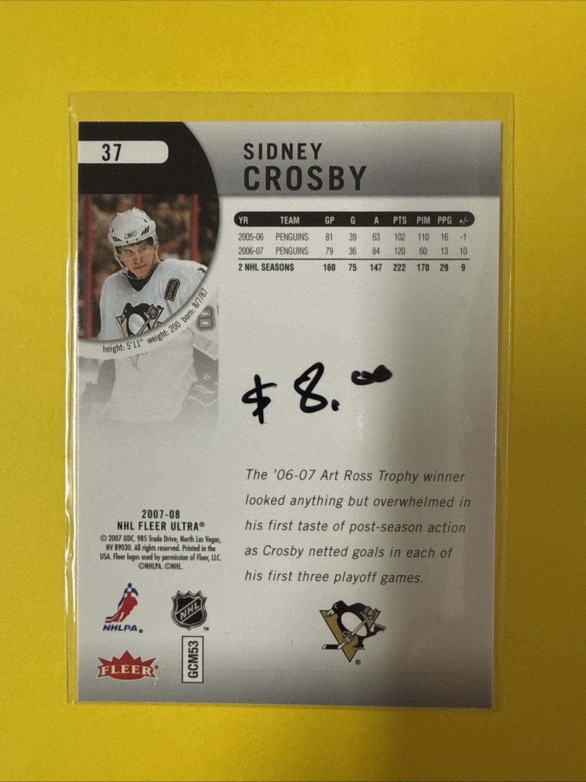 Sidney Crosby 2007/08 Cards - back