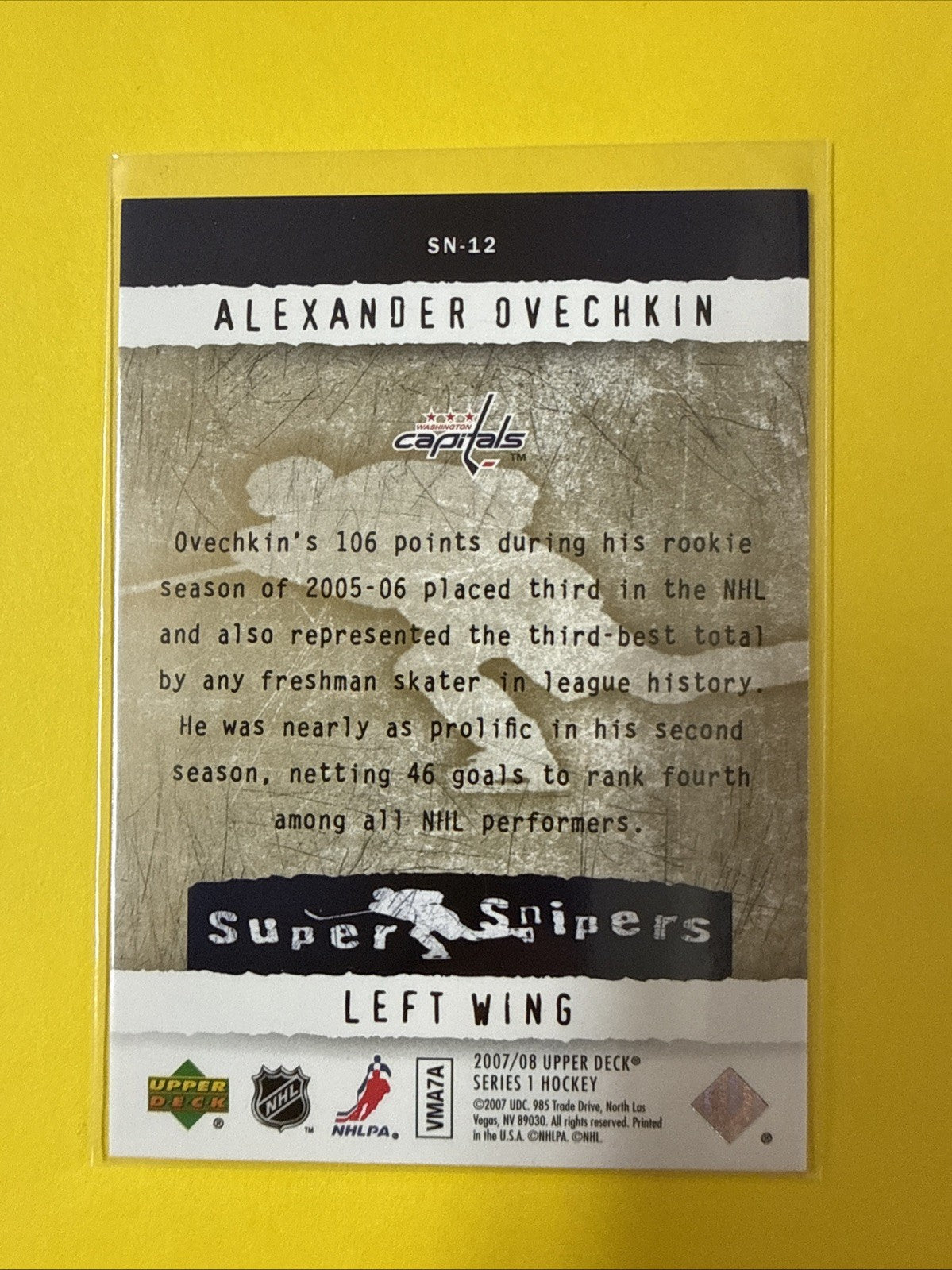 Alexander Ovechkin 2007 Card - back