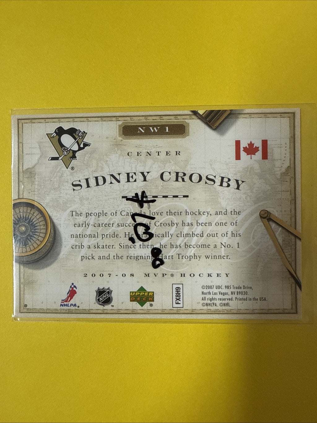 Sidney Crosby 2007/08 Cards - back