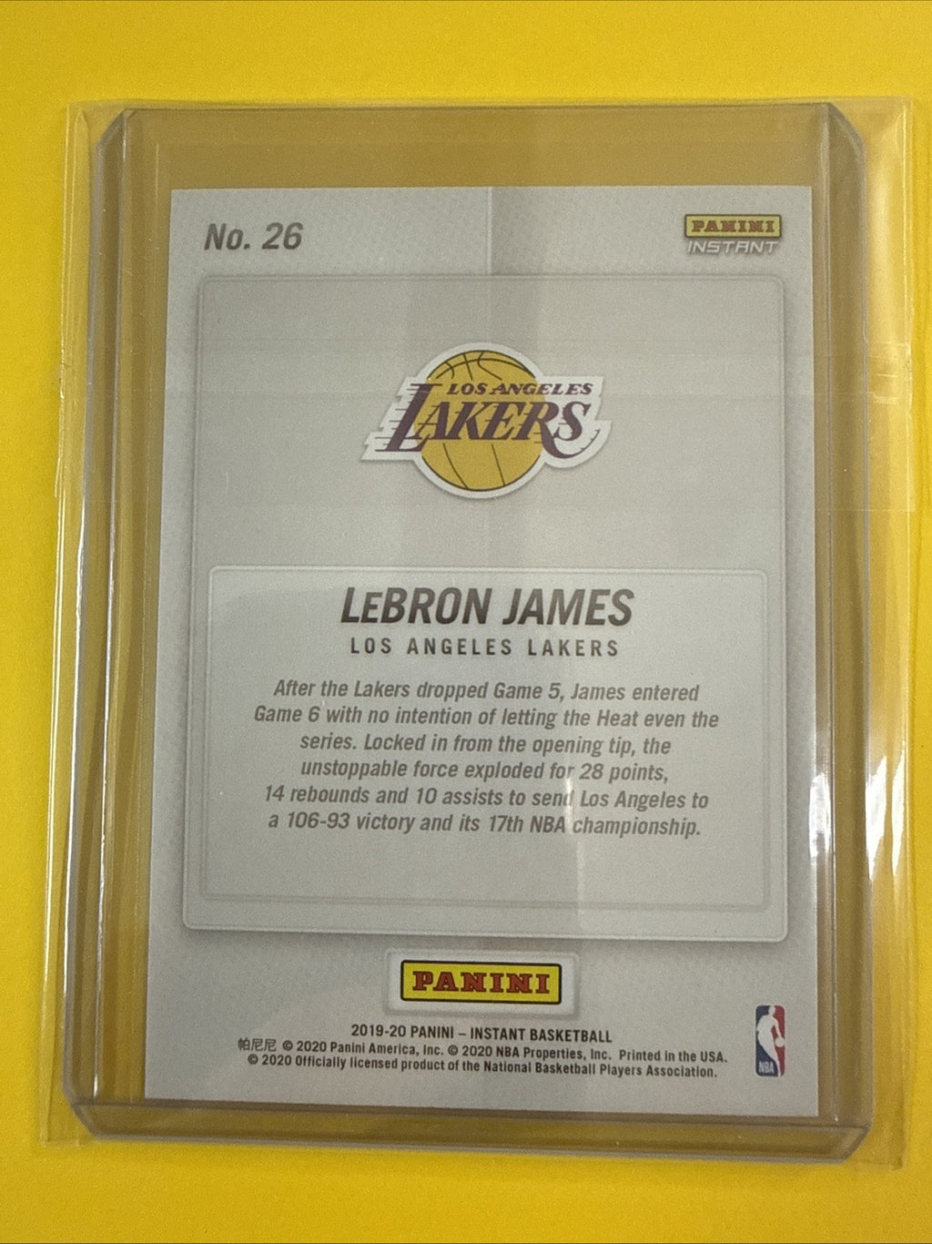 LeBron James 2019/20 Panini NBA Card - back