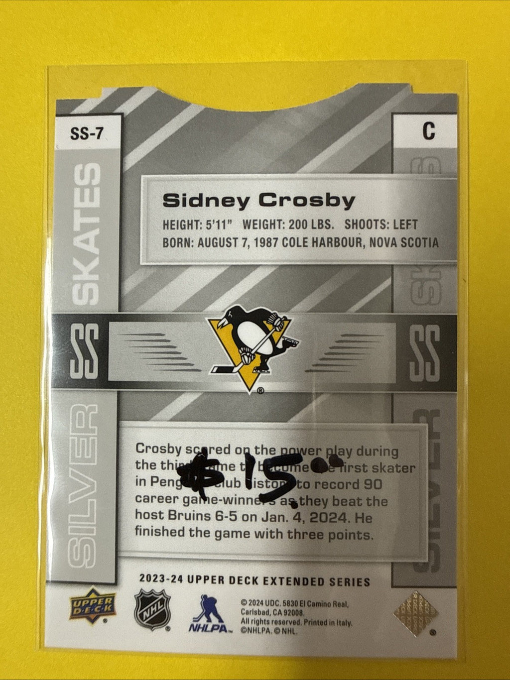 Sidney Crosby 2023/24 Cards - back