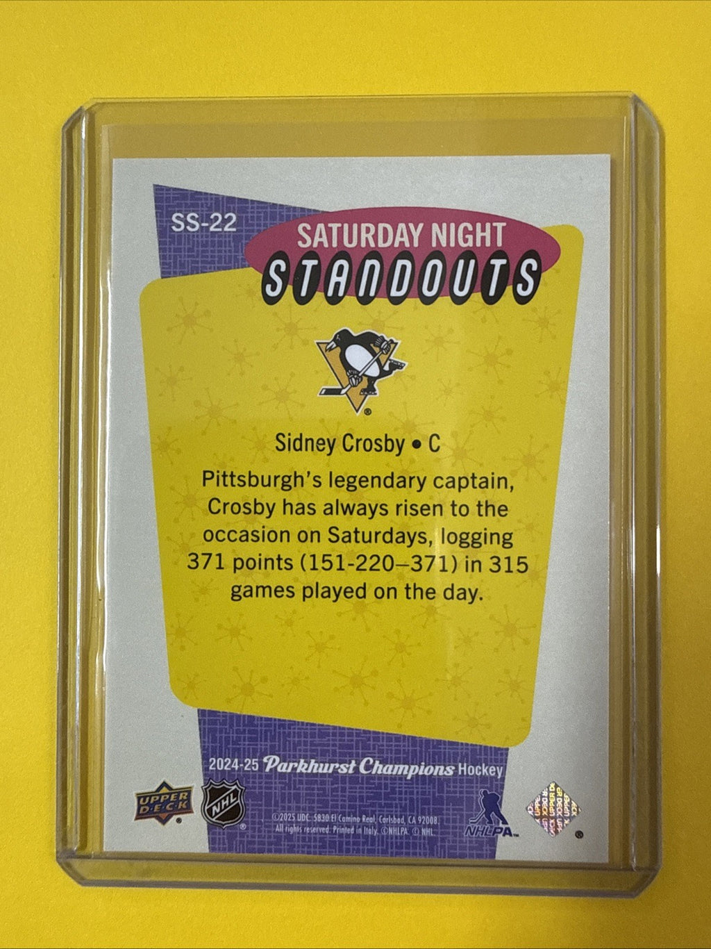 Sidney Crosby 2024 Cards - back