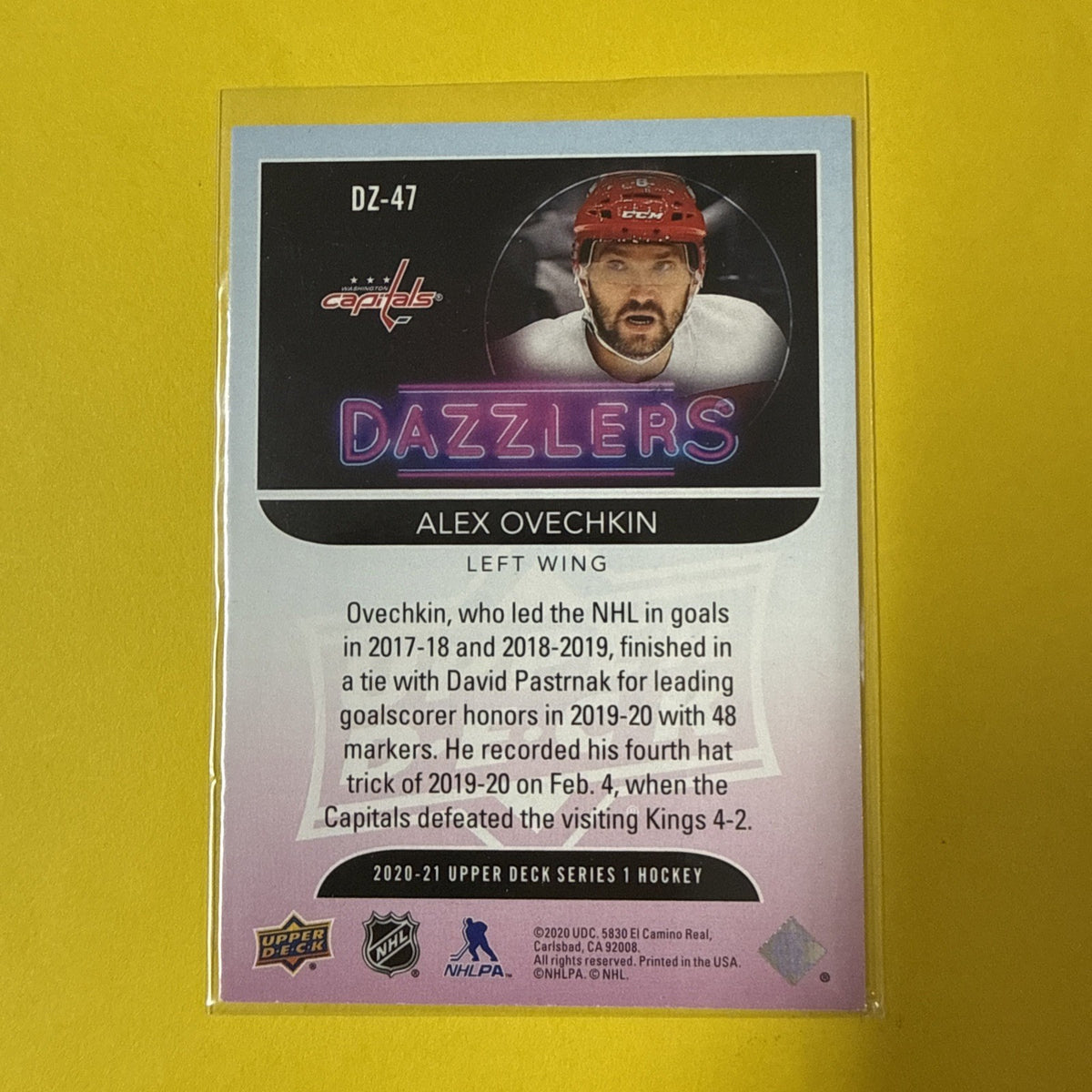 Alexander Ovechkin 2020 Card - back