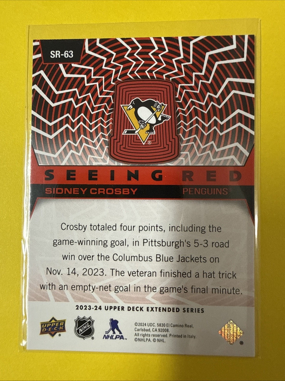 Sidney Crosby 2023/24 Cards - back
