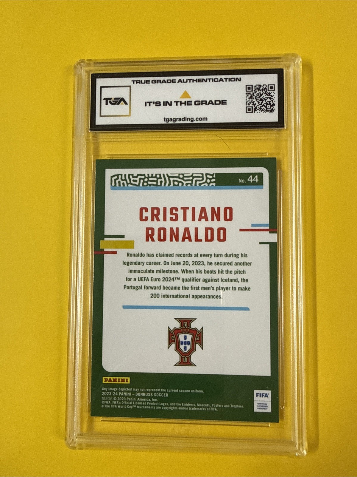 Cristiano Ronaldo 2023 Donruss Card Graded 8 - back