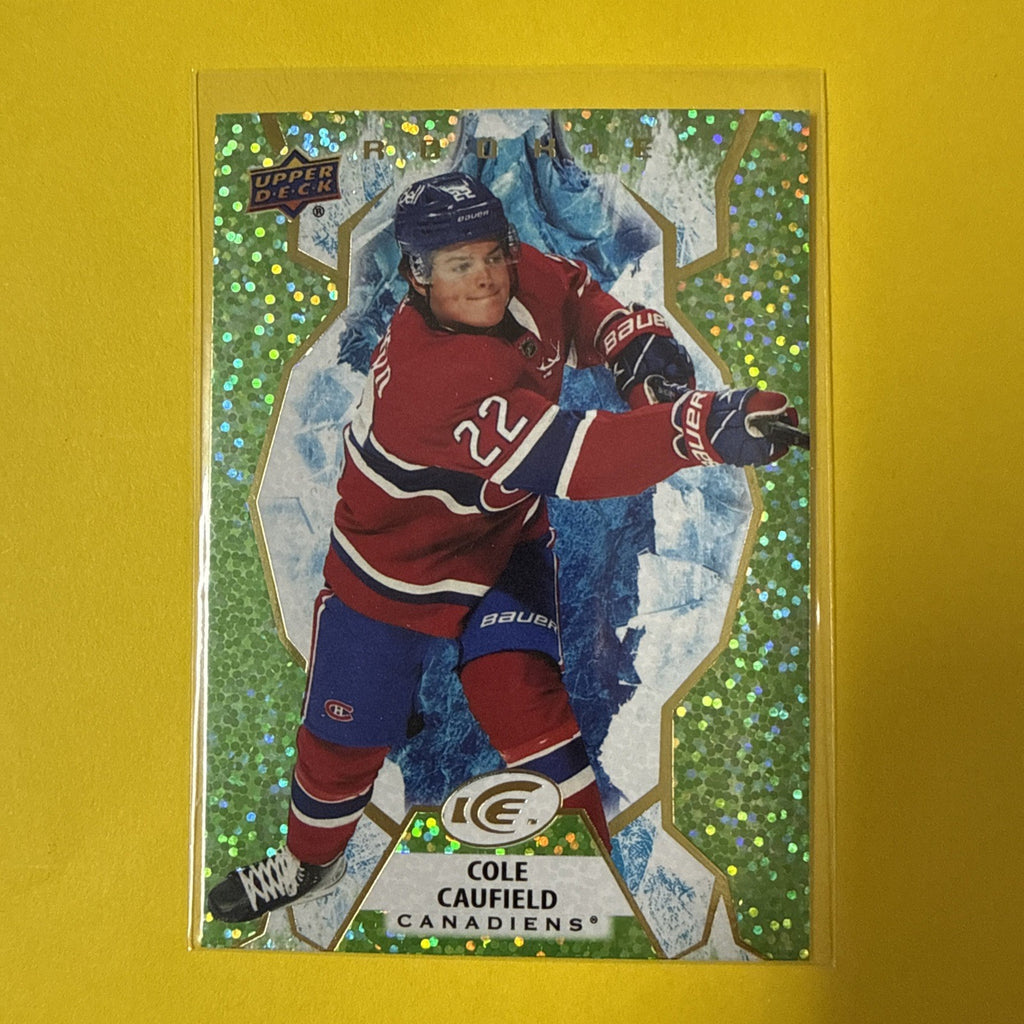 Cole Caufield 2021/22 UD Ice Emerald Green Rookie Card - front