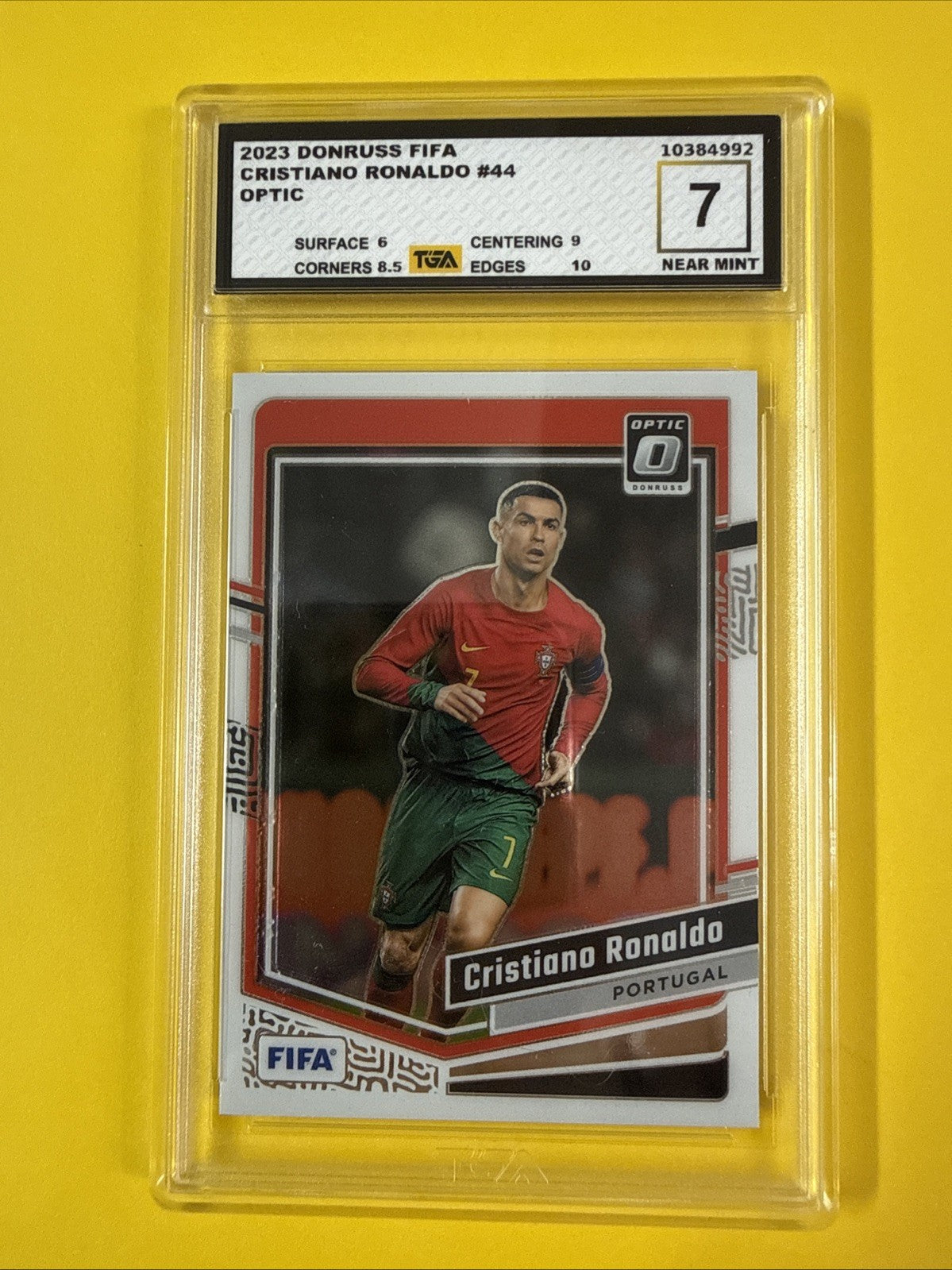 Cristiano Ronaldo 2023 Donruss Card Graded 7 - front