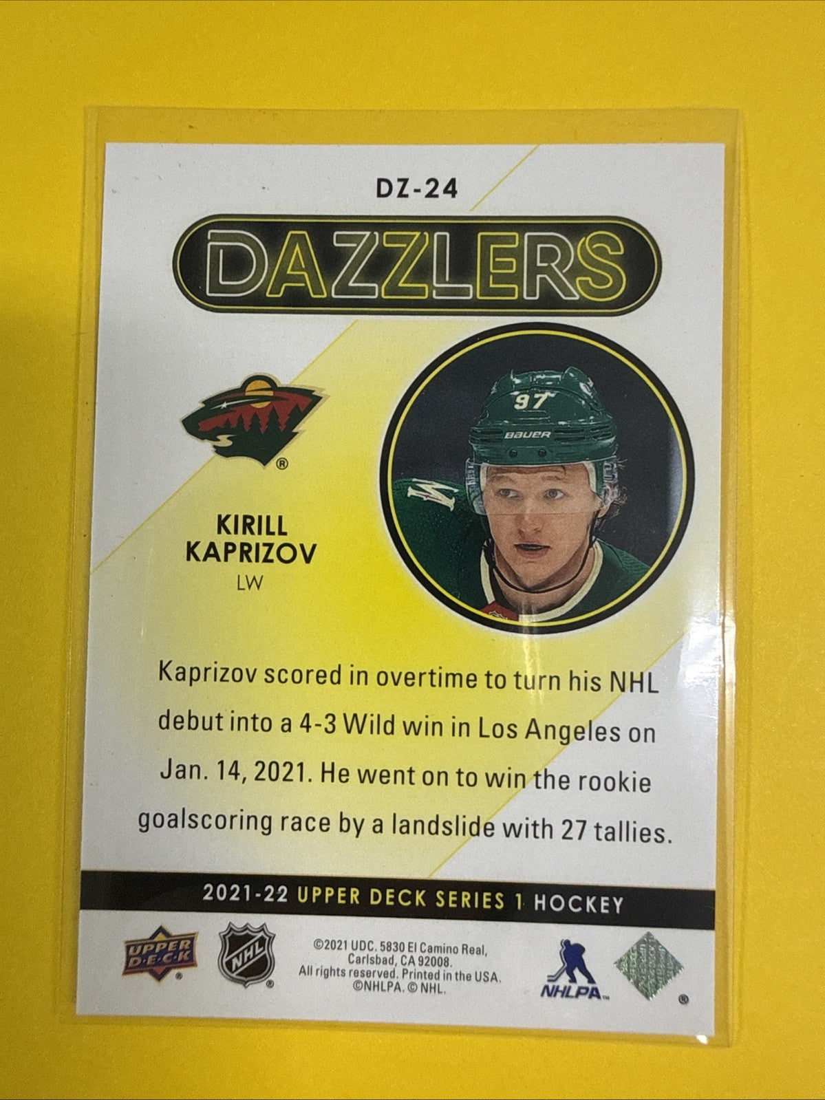 Kirill Kaprizov 2021/22 UD Red Dazzlers - back