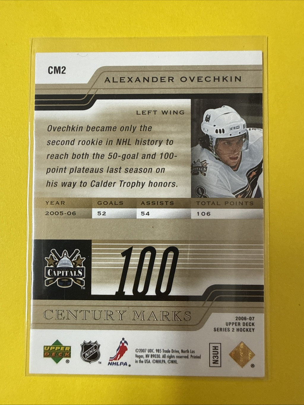 Alexander Ovechkin 2007 Card - back