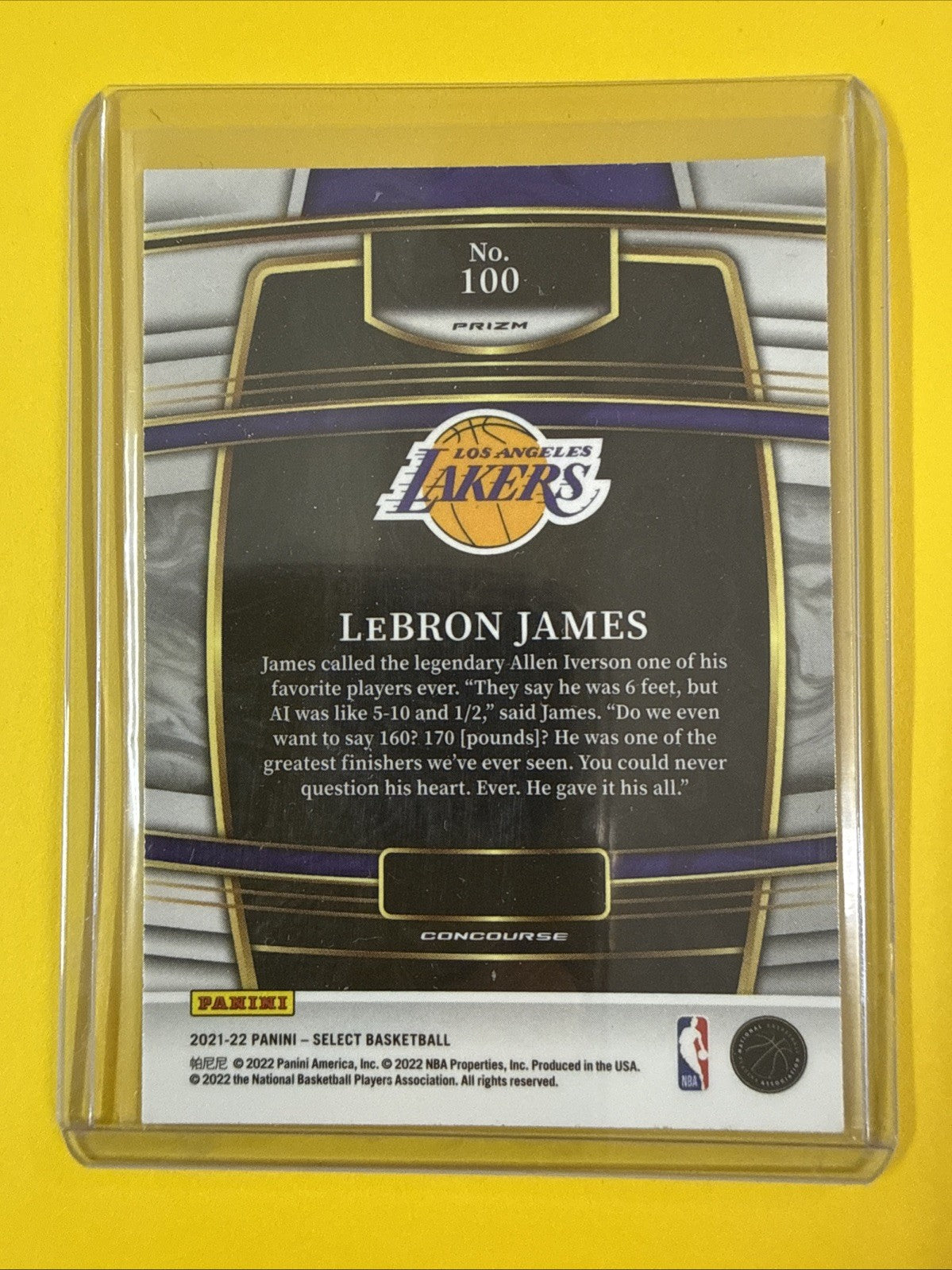 LeBron James 2021/22 Panini Select Chrome Blue Card - back