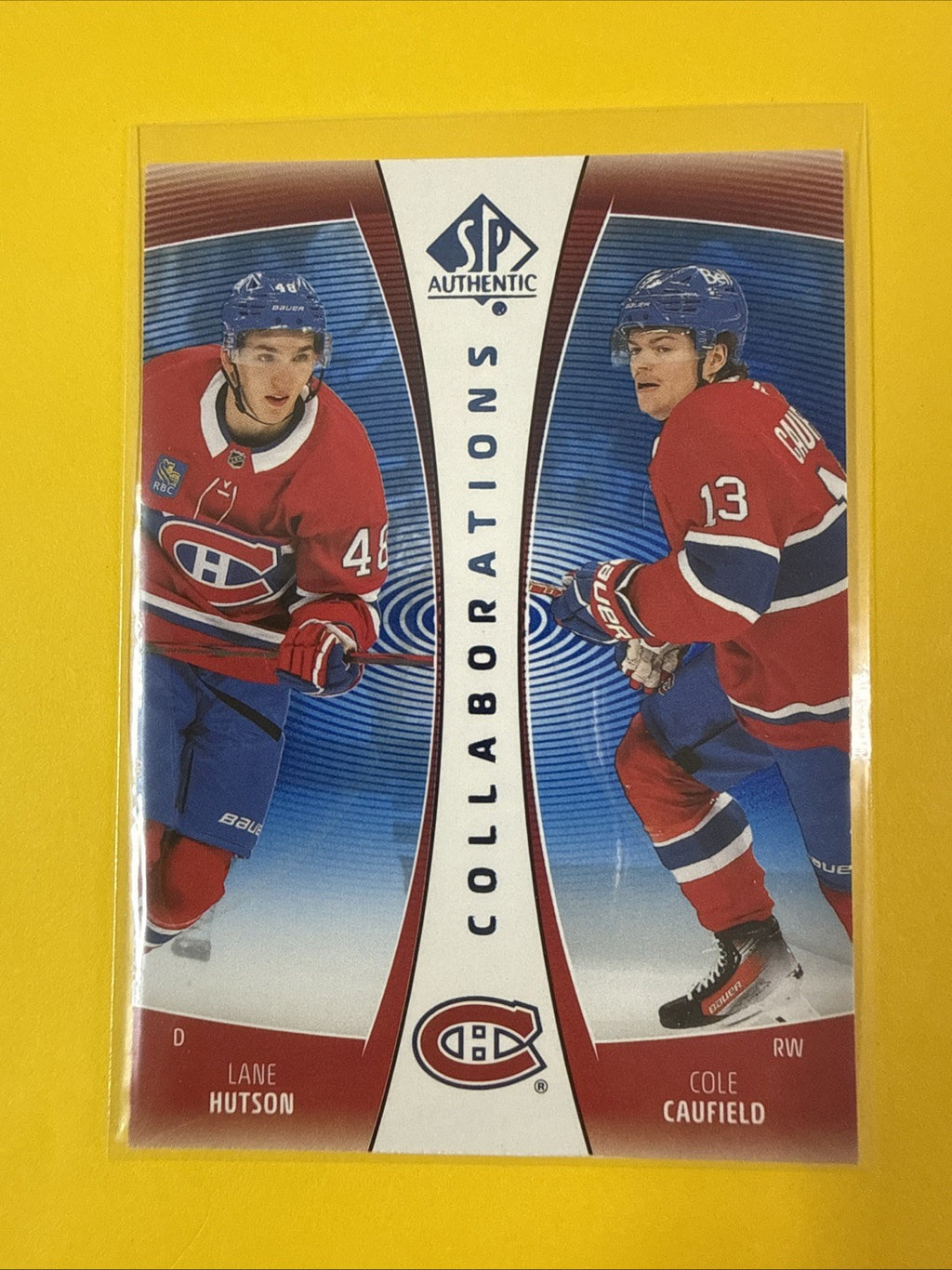 Lane Hutson /cole Caufield 2025/26 SP Authentic Collaborations Blue Card - front