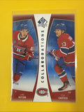 Lane Hutson /cole Caufield 2025/26 SP Authentic Collaborations Blue Card - front