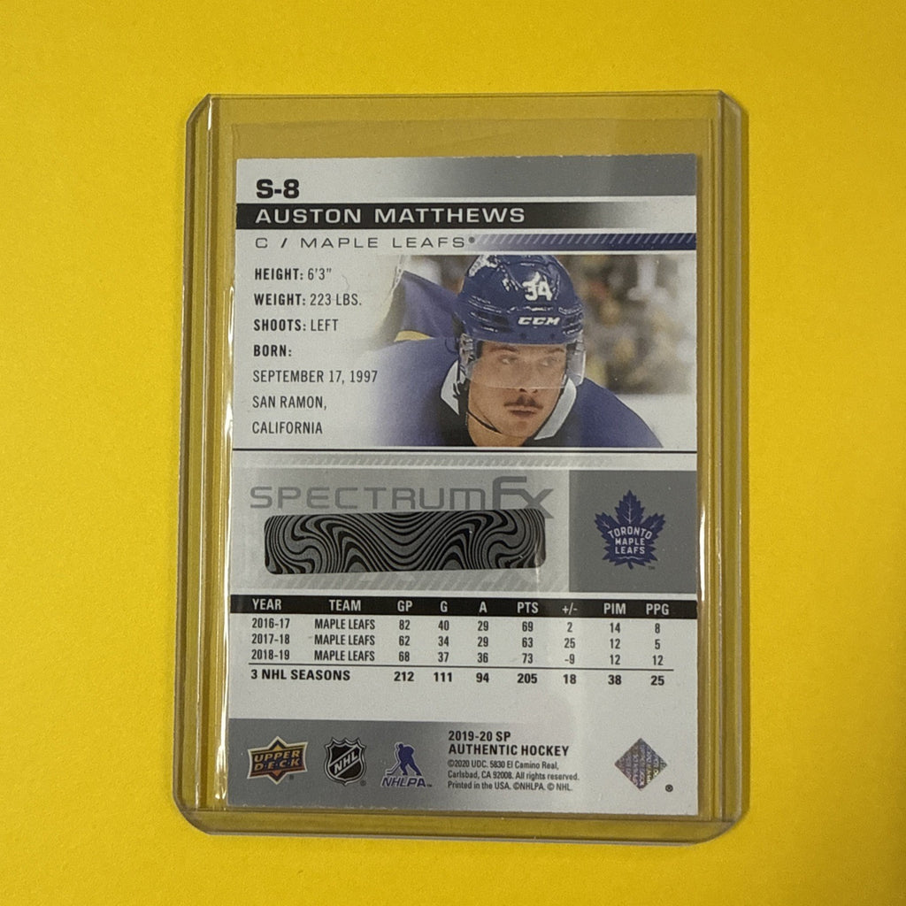 Auston Matthews 2019/20 Spectrum FX Card - back