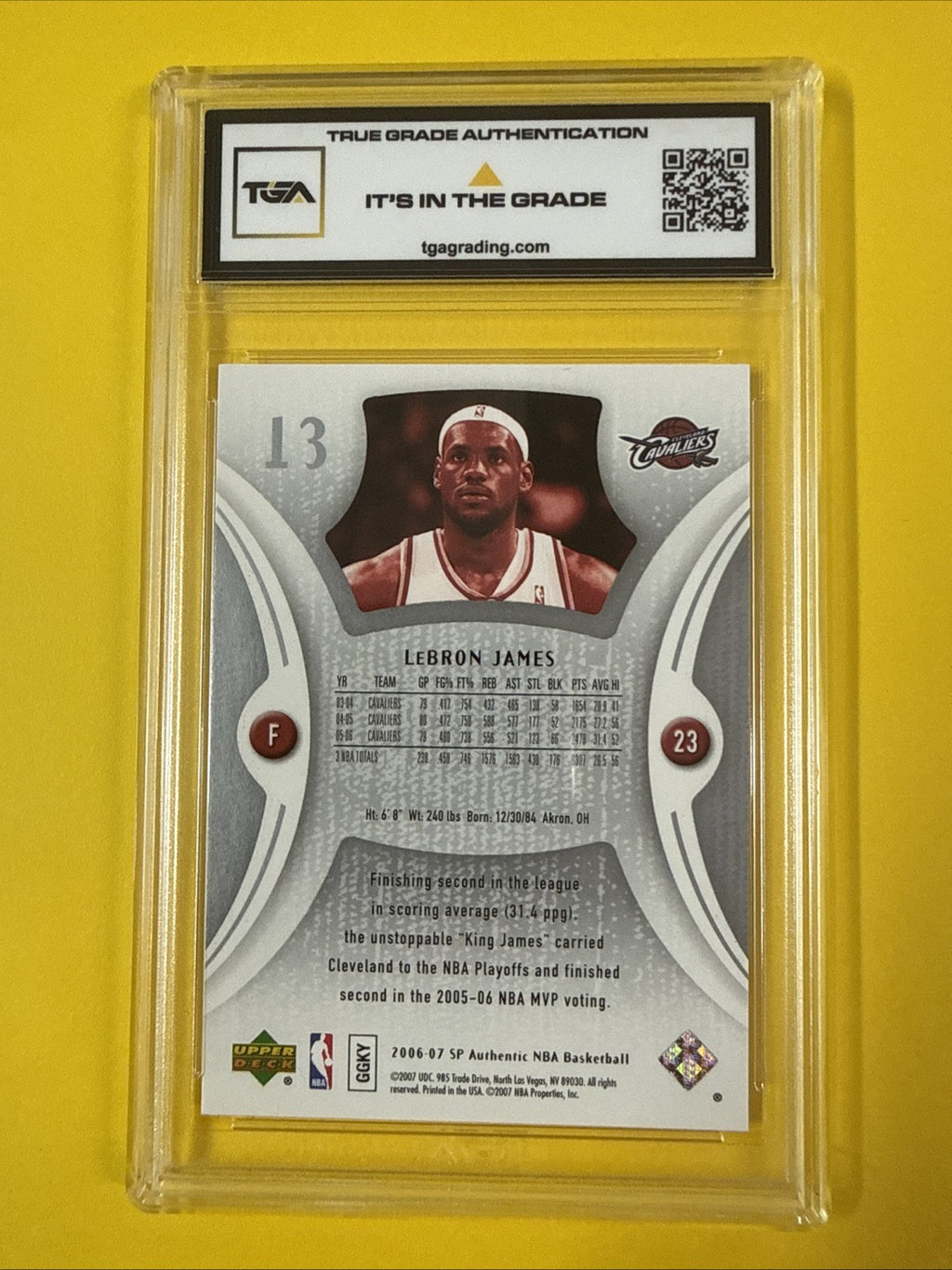 LeBron James 2006 SP Authentic Card Graded 7.5 - back