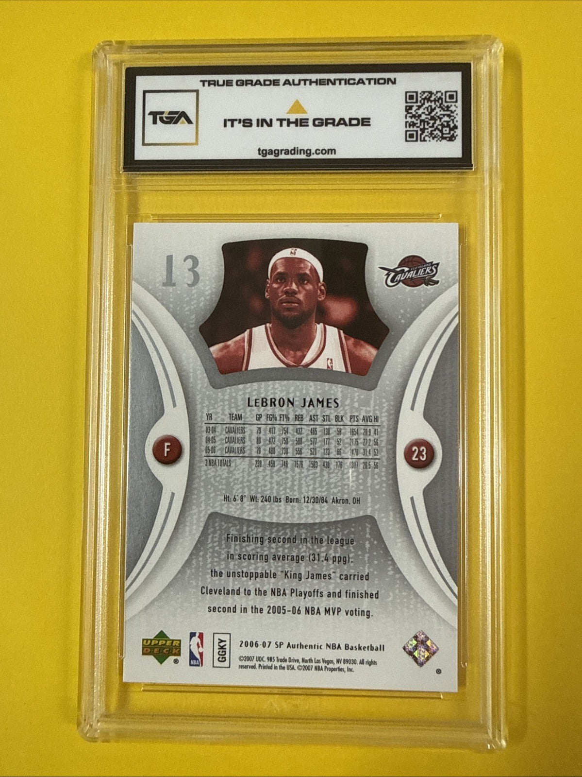 LeBron James 2006 SP Authentic Card Graded 7.5 - back