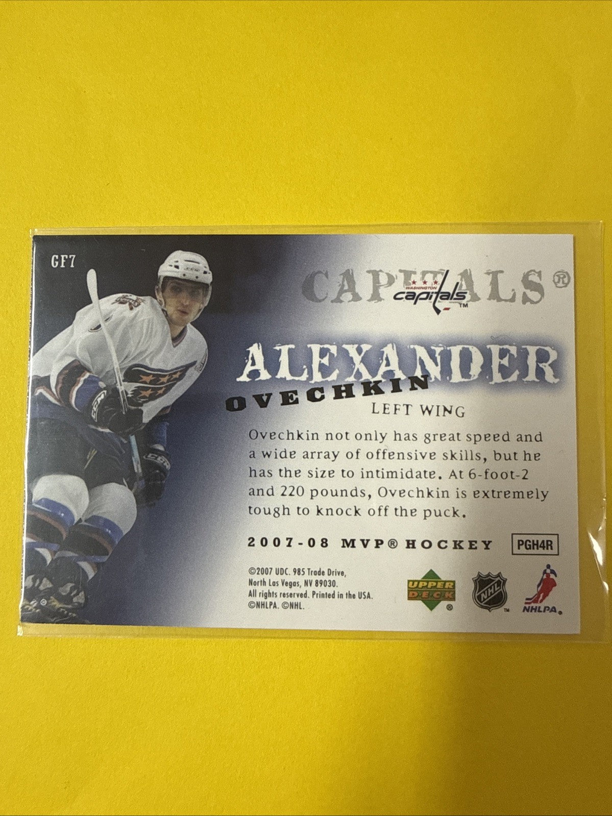 Alexander Ovechkin 2007 Card - back