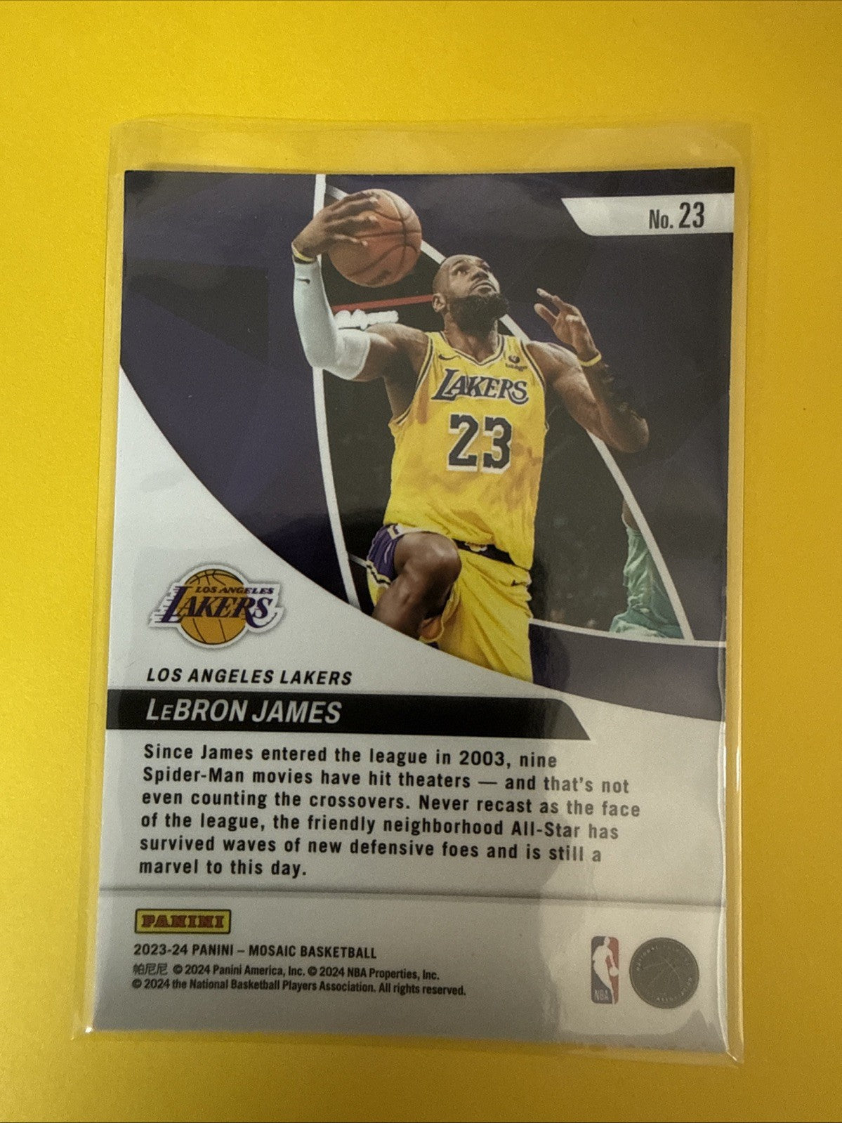 LeBron James 2023/24 Panini Mosaic Elevate Chrome Card - back