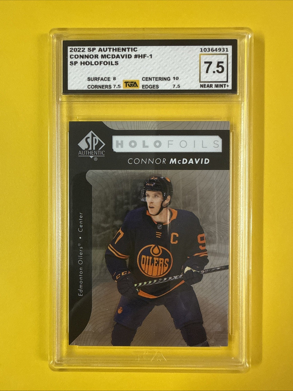 Connor McDavid 2022 SP Authentic So Holofoils Card Graded 7.5 - front