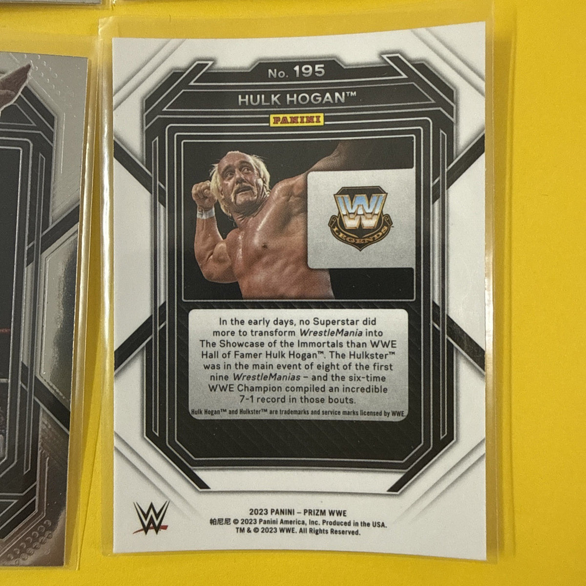 Hulk Hogan 2023 Panini Prizm 4 Chrome Cards - back