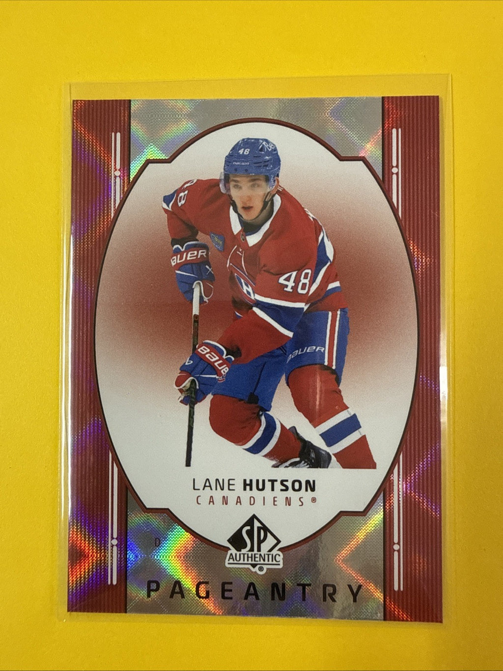Lane Hutson . 2025/26 SP Authentic Pageantry Red Card - front