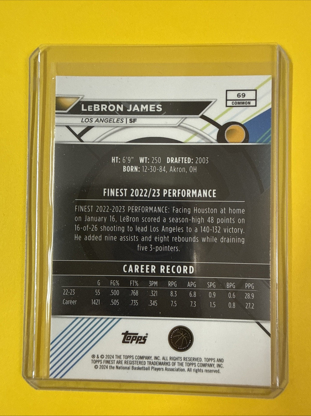 LeBron James 2024/25 Card - back