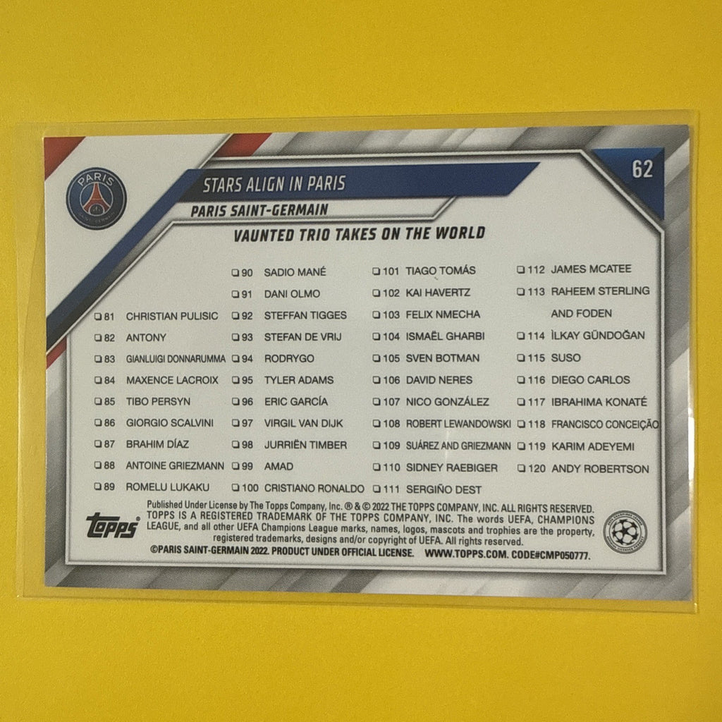 Lionel Messi 2021/22 Topps Stars Align in Paris Card - back