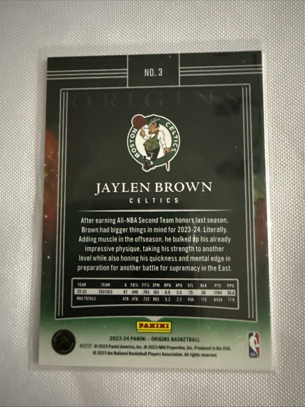 Jaylen Brown 2023/24 Panini Origins Cards - back