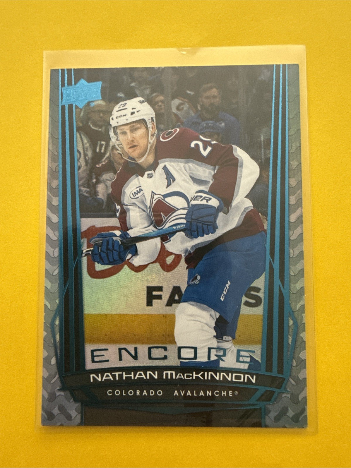 Nathan MacKinnon . 2025/26 UD Encore Blue Border Card - front