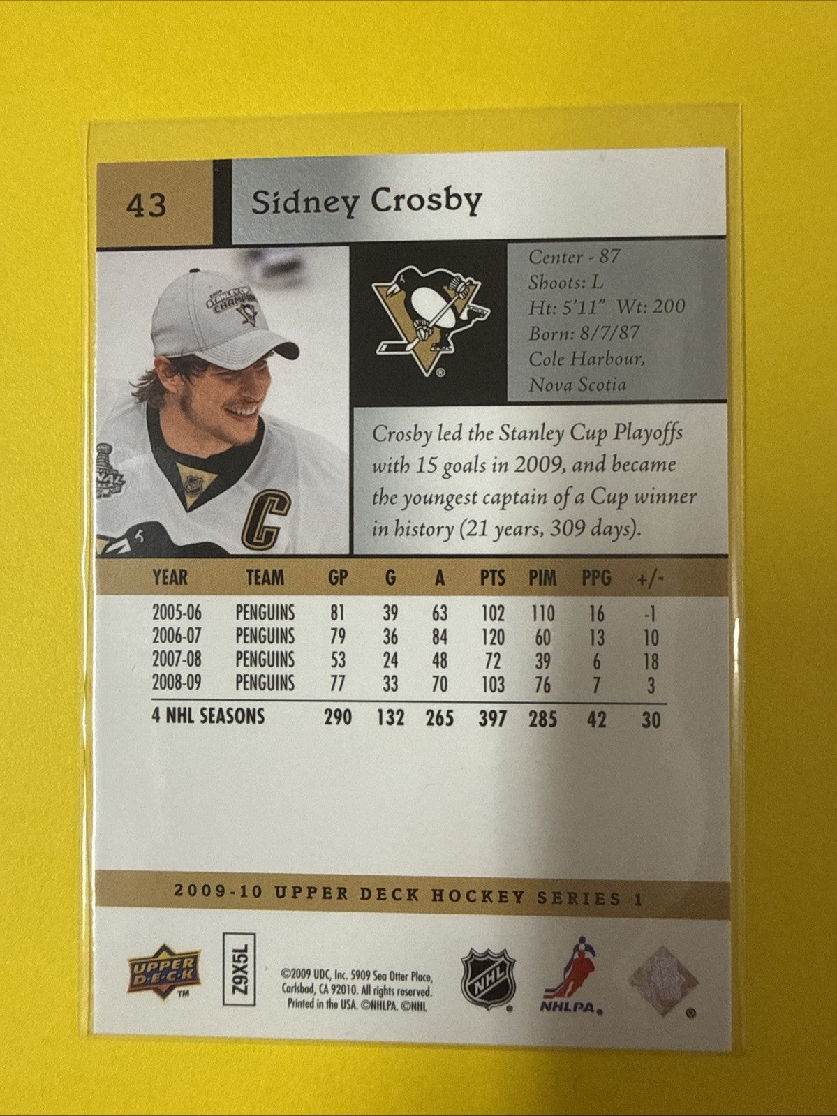 Sidney Crosby 2009/10 Cards - back