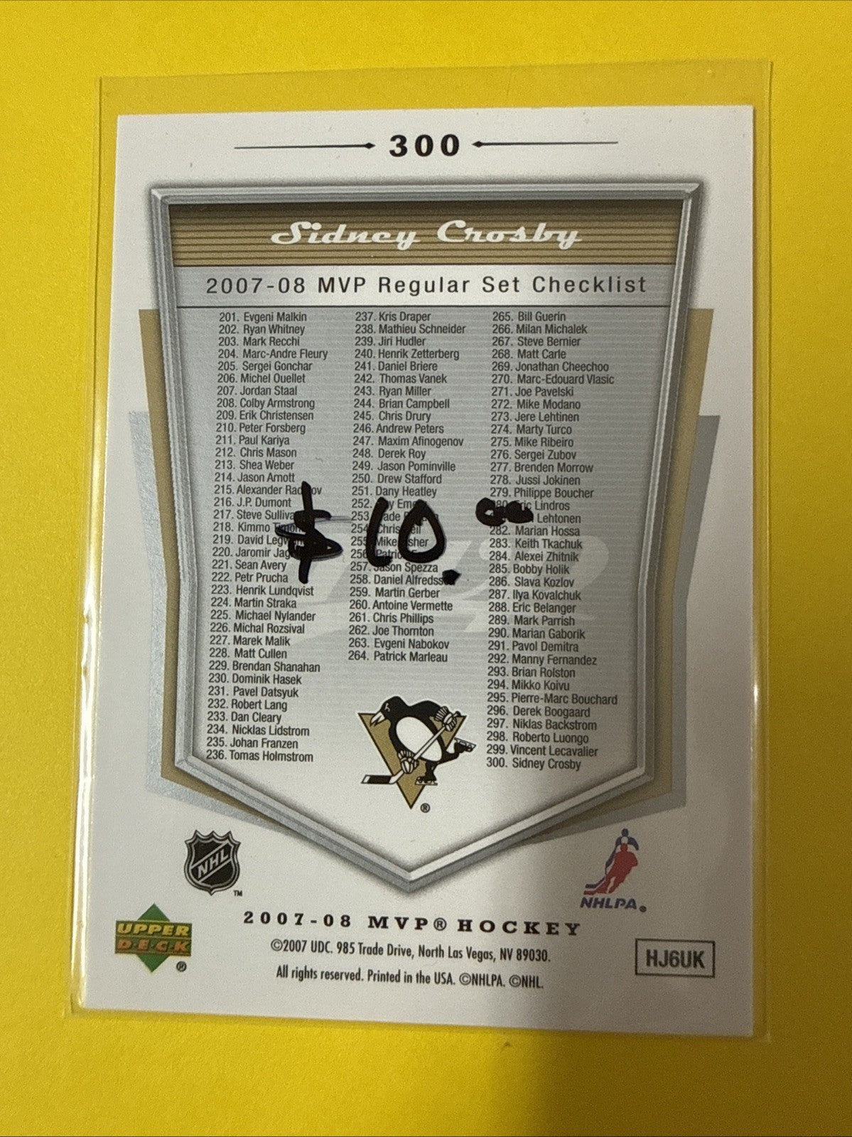 Sidney Crosby 2007/08 Cards - back
