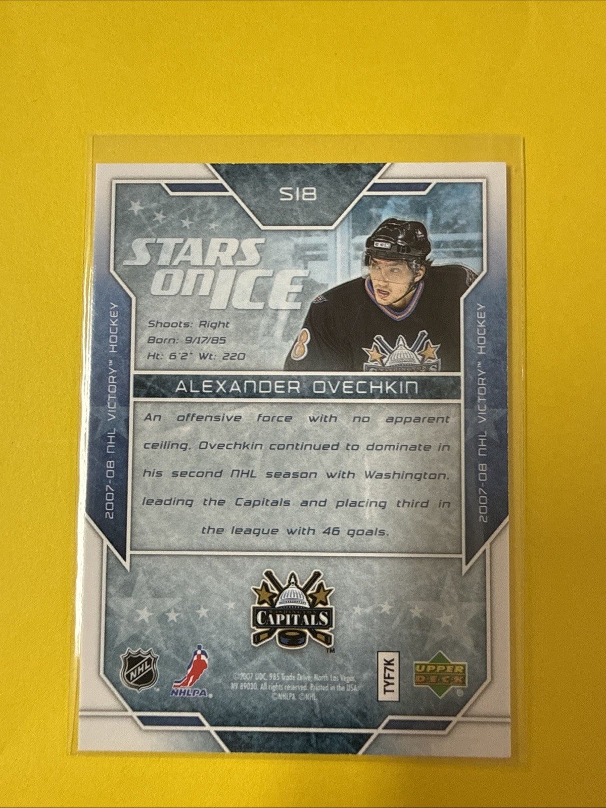 Alexander Ovechkin 2007 Card - back