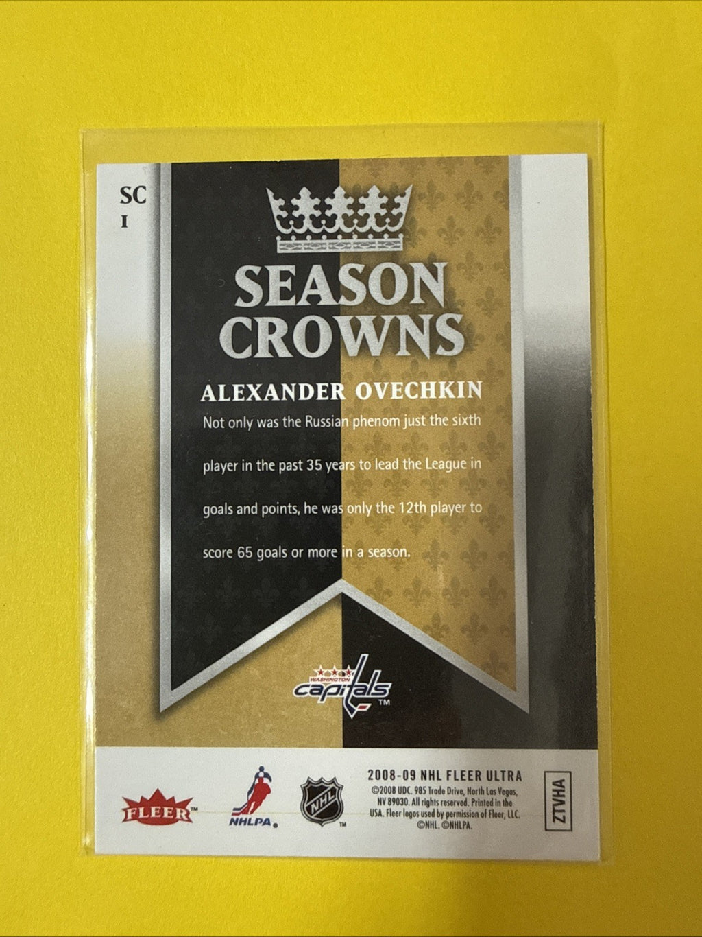 Alexander Ovechkin 2008 Card - back